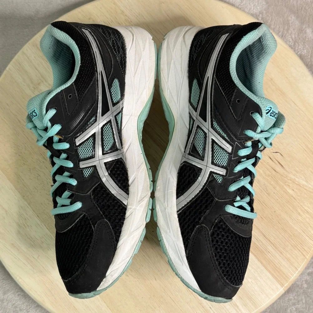 Asics Gel-Contend 3 Womens Running Shoes Black Aqua‎ Silver T5F9N Size 8.5